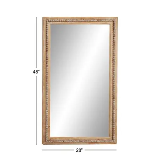 48" Light Brown Boho Style Wood Wall Mirror {8}