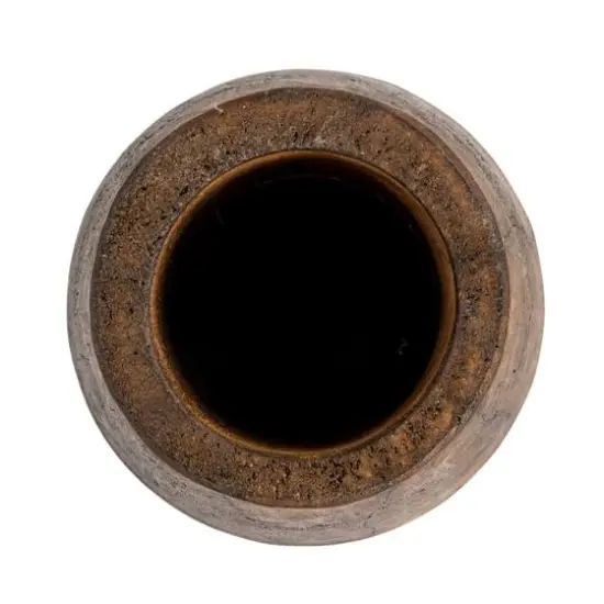 Hello Honey&reg; Brown Round Reclaimed Wood Vase with Distressed Finish Set {7}