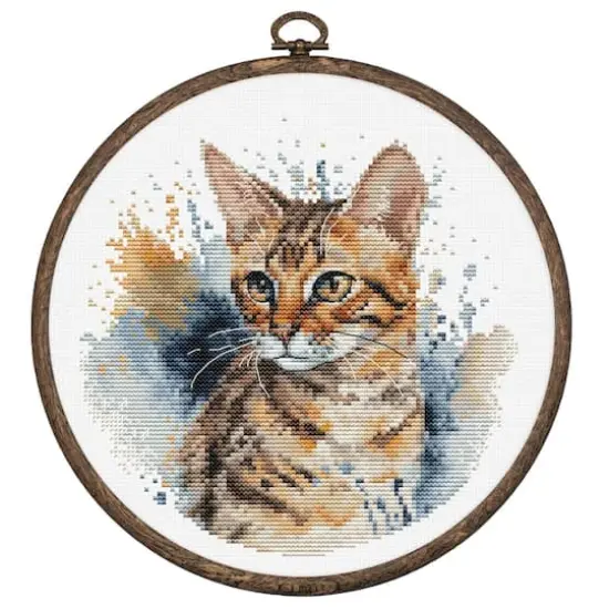 Luca-S Bengal Cat Counted Cross Stitch Kit with Display Hoop {1}