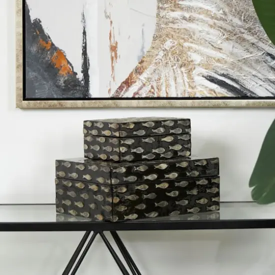 Black Mother of Pearl Fish Box Set {3}