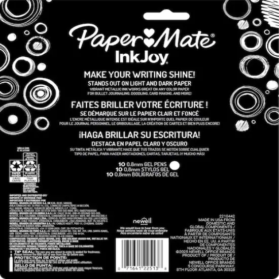 Paper Mate&reg; InkJoy&reg; Medium Point Metallic 10 Color Retractable Gel Pen Set {10}