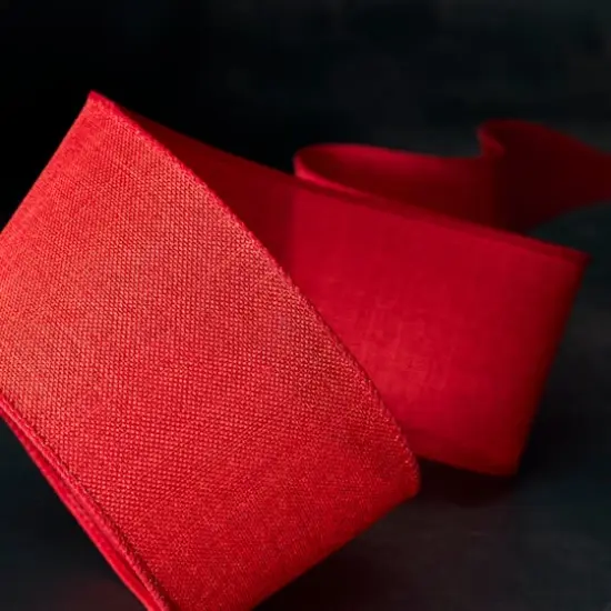 2.5" x 25ft. Faux Linen Wired Ribbon by Celebrate It&reg; Red {3}