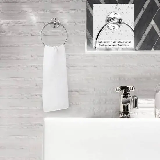 Stainless Steel Towel Rings & Toilet Paper Holder Set Silver {7}