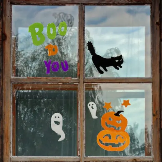 Green & Orange Boo To You Halloween Gel Window Clings {3}