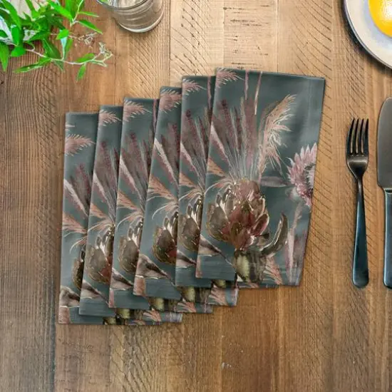 Protea Blooms Cotton Twill Napkin Emerald {4}