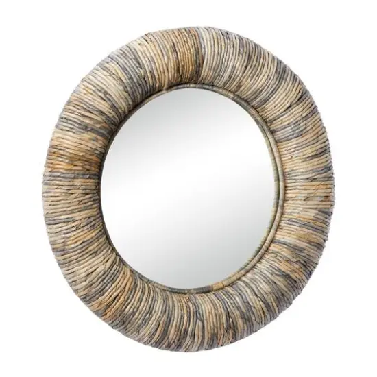 35" Gray Temper Border Coastal Style Round Wall Mirror {3}