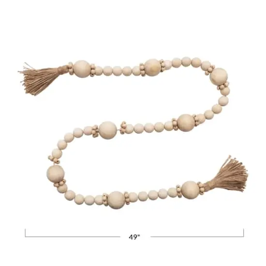 Hello Honey&reg; 4ft. Wood Bead Garland with Jute Tassels {1}
