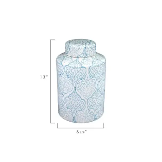 Blue & White Decorative Ceramic Ginger Jar {4}