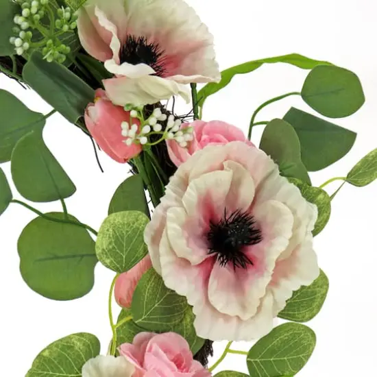 22" Hydrangea, Tulip, & Eucalyptus Spring Wreath {4}