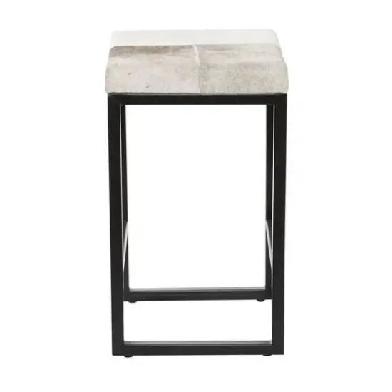 Black Iron and Leather Industrial Stool, 24" x 14" x 14" {4}