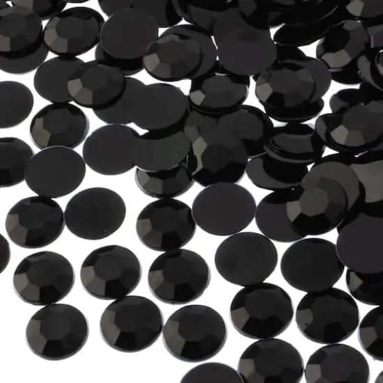John Bead 12mm Acrylic Round Flat Back Rhinestones, 400ct. Black {1}