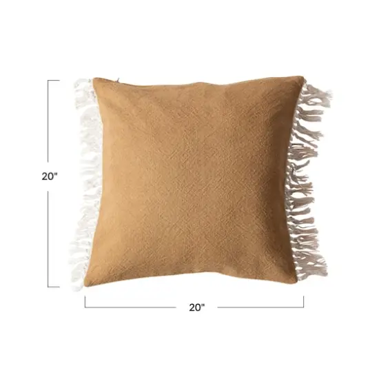 Hello Honey&reg; 20" Mustard Soft Cotton Pillow with Fringe {4}