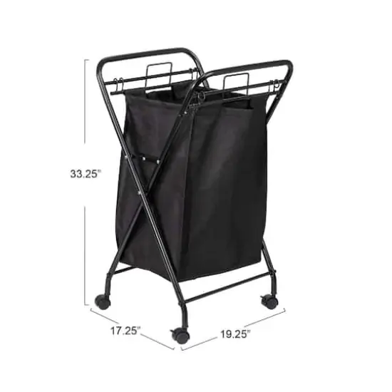 Household Essentials Rolling Laundry Hamper Black {6}