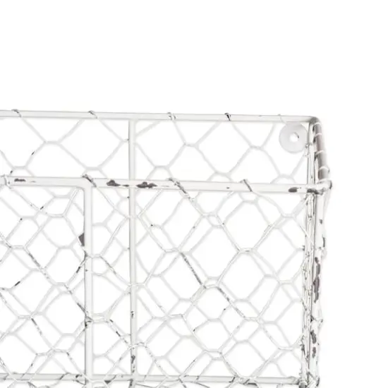 DII&reg; Medium Antique White Wall Mount Chicken Wire Baskets, 2ct. {4}