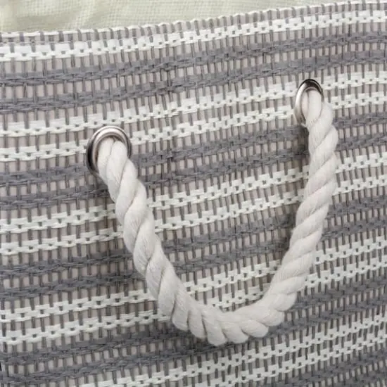 DII&reg; Large Gray Basketweave & White Stripe Rectangle Paper Basket {3}