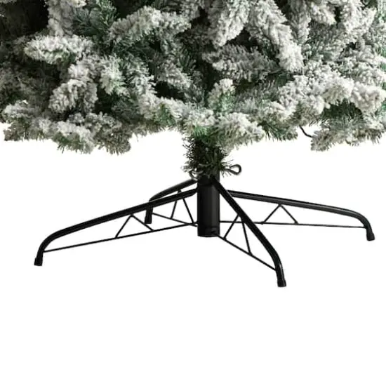 10ft. Pre-Lit Slim Flocked Montreal Fir Artificial Christmas Tree, White LED Lights {8}