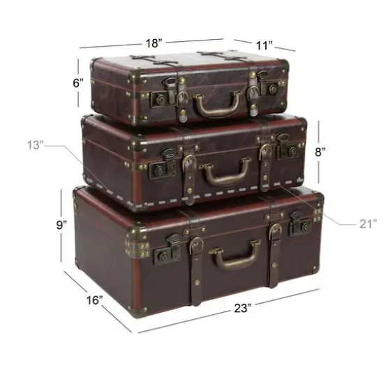 Brown Faux Leather Vintage Trunks, 3ct. {6}