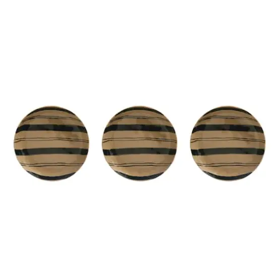 Hello Honey&reg; Tan & Black Painted Stripes Stoneware Serving Bowl Set {1}