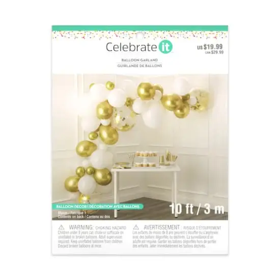 10ft. Gold & White Balloon Garland by Celebrate It&trade; {4}