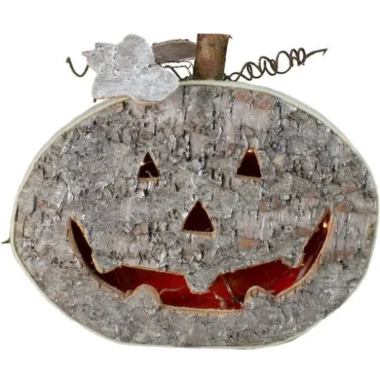 12" Gray LED Battery Operated Jack-O-Lantern Halloween Table Top Decoration {1}