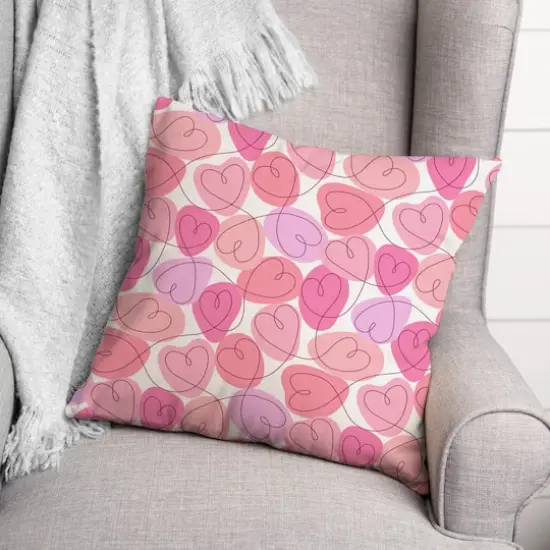 Pink Interconnected Valentine's Day Heart Throw Pillow {3}