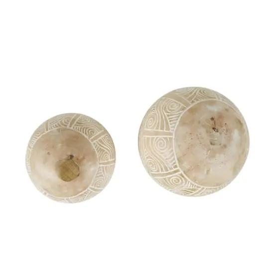 Cream Mango Wood Decorative Ball Orbs Set {5}