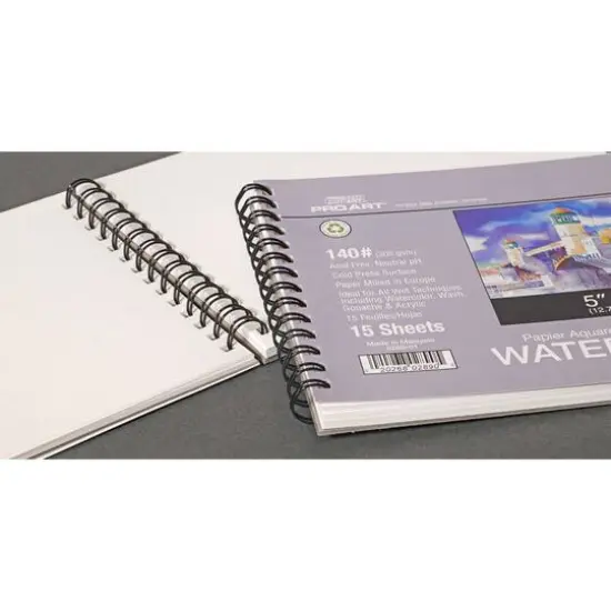 Pro Art&reg; 140lb. Wired Watercolor Paper Pad, 5" x 7" {3}