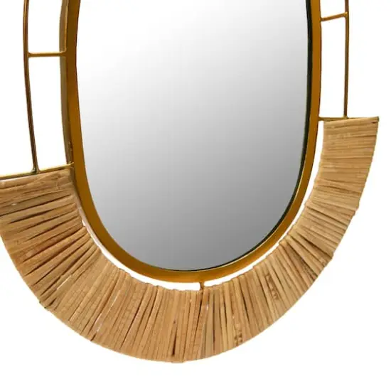 Hello Honey&reg; Natural Oval Metal & Cane Framed Wall Mirror {3}