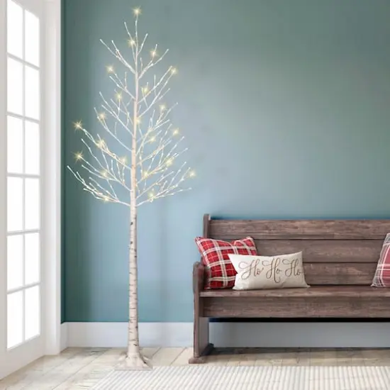 8ft. Pre-Lit White Artificial Twig Christmas Tree, Clear Lights {5}