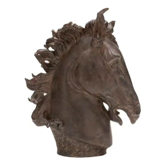25" Brown Polystone Traditional Horse Sculpture {1}