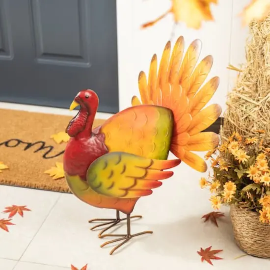Glitzhome&reg; 21.5" Thanksgiving Metal Turkey Porch D&eacute;cor {4}