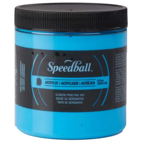 Speedball&reg; Acrylic Screen Printing Ink, 8oz. Fluorescent Blue {1}