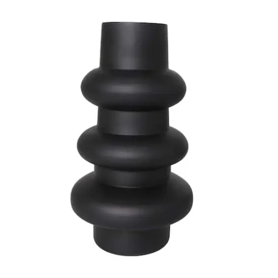 Black Bubble Ribbed Glass Vase Set {3}