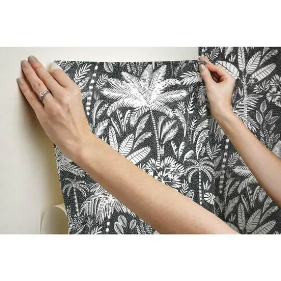RoomMates Tropical Eden Peel & Stick Wallpaper Black and white {11}