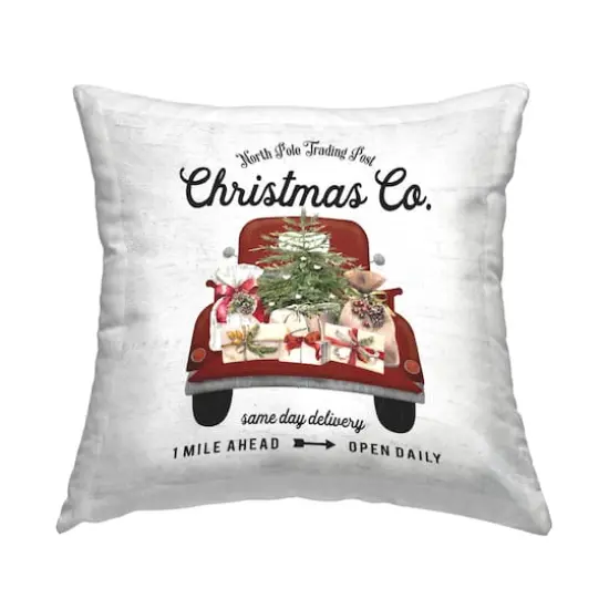 Stupell Industries Vintage Christmas Truck Sign Throw Pillow {1}