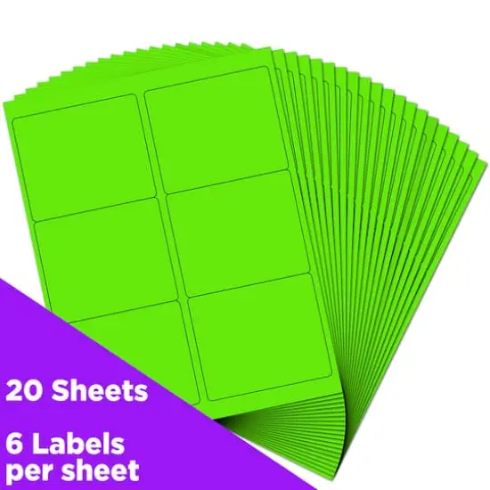 JAM Paper Adhesive Shipping Labels, 3.33" x 4" Neon Green {4}
