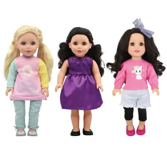 New Adventures Polka Dot Style Girls 18" Doll Outfits, 3 Pack {6}