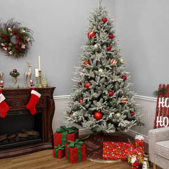 7.5ft. Unlit Frosted Holliston Artificial Christmas Tree {5}