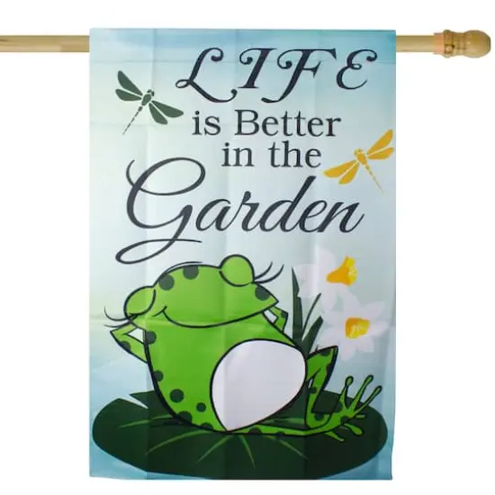 40" Green Life is Better in the Garden House Flag {1}
