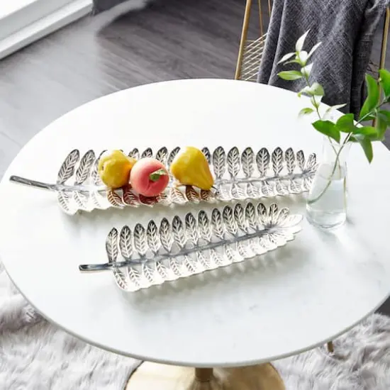 Silver Aluminum Contemporary Tray Set {5}