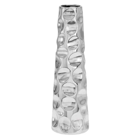 Silver Ceramic Glam Vase, 20" x 6" x 6" {1}