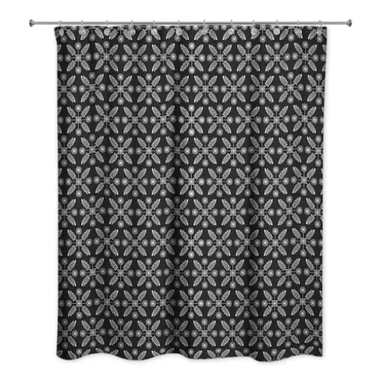 Starry Leaves Shower Curtain Black {3}