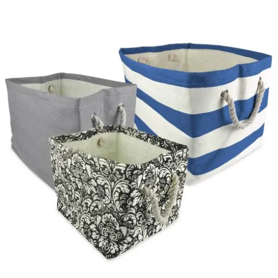 DII&reg; Large Rectangle Taupe Damask Paper Bin {4}