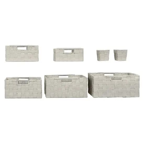 Sorbus 7-Piece Stackable Tote Basket Set with Handles Beige {6}