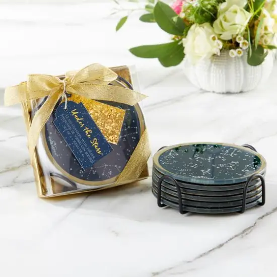 Kate Aspen&reg; Under the Stars Glass Coasters & Holder Set {4}