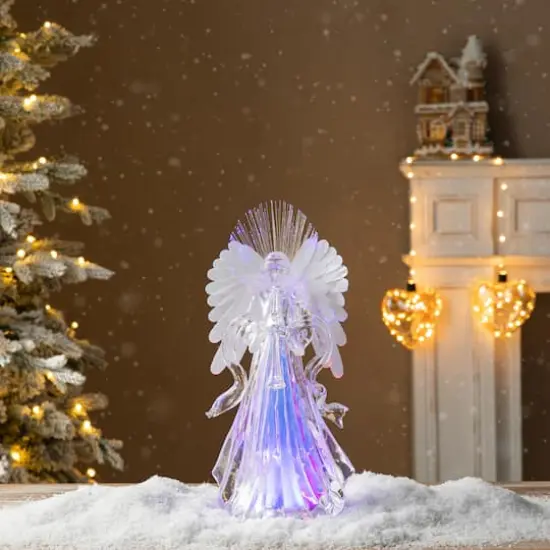 Glitzhome&reg; 12" Acrylic Lighted Tabletop Angel Figurine {3}