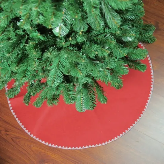 26" Christmas Traditions Cardinal Red with White Stitching Mini Tree Skirt {5}