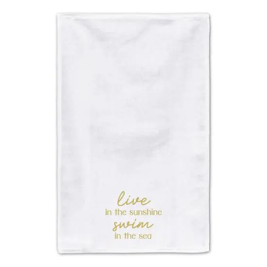 Live In The Sunshine Swim In The Sea Tea Towel Set Yellow on White {5}