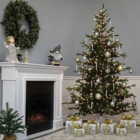 6.5ft. Pre-Lit Feel-Real&reg; Norwegian Spruce Artificial Christmas Tree, Clear Lights {5}