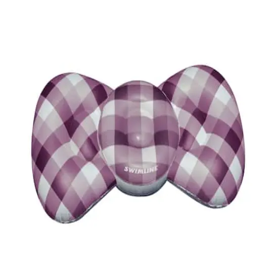 Swimline 6ft. Inflatable Purple & White Checkered Bow Tie Swimming Pool Float {1}